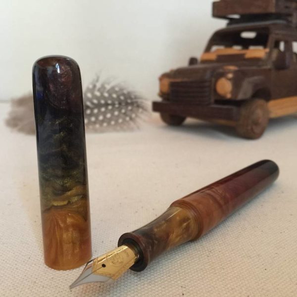 African Bushveld fountain pen and guineafowl feather