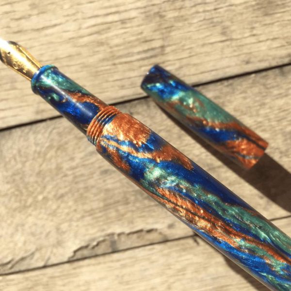 Fountain pen in bright swirling colours