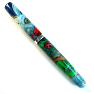 Fountain pen with handpainted images from Alice in Wonderland