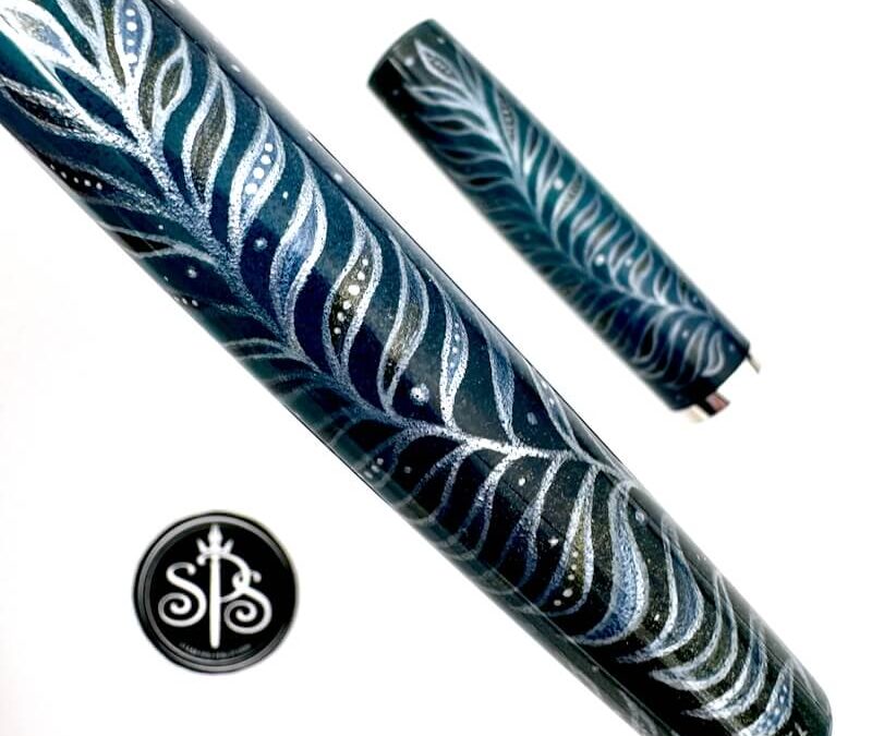 Moonlight Feathers hand-painted fountain pen