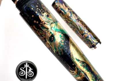 Magical Golden Horse painted fountain pen