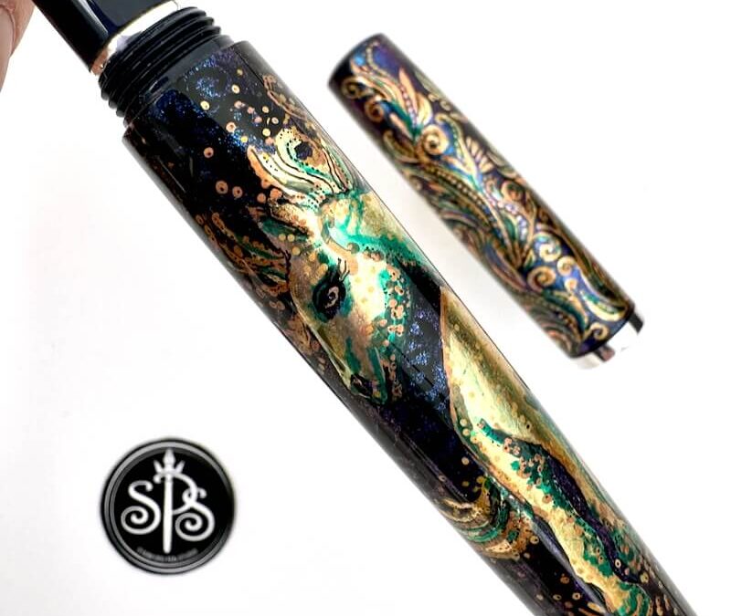 Magical Golden Horse painted fountain pen
