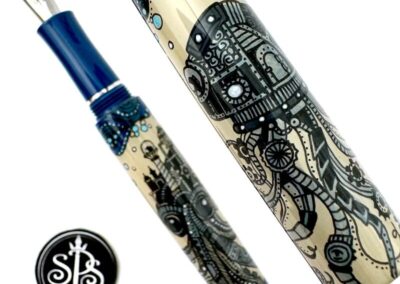 Steampunk Octopi zen-doodled fountain pen