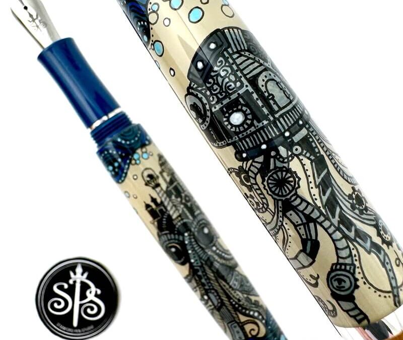Steampunk Octopi zen-doodled fountain pen