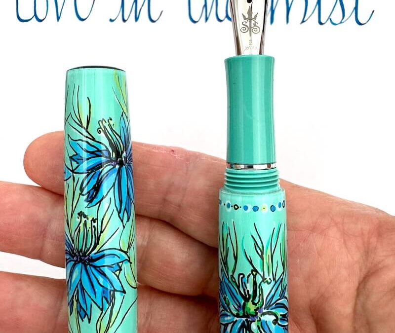 Love in a Mist hand-painted fountain pen