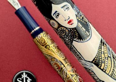 Homage to Gustav Klimt painted fountain pen
