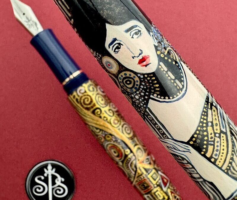 Homage to Gustav Klimt painted fountain pen