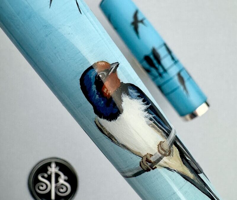 Barn Swallows hand-painted fountain pen
