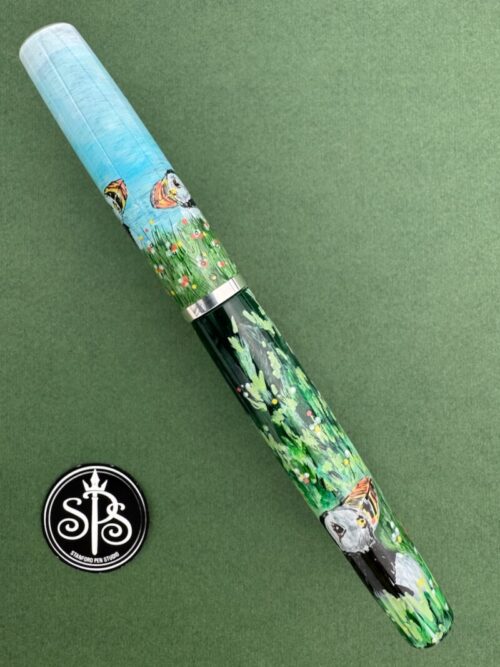 Puffins hand-painted fountain pen