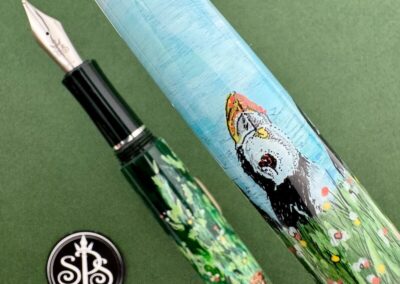 Puffins hand-painted fountain pen