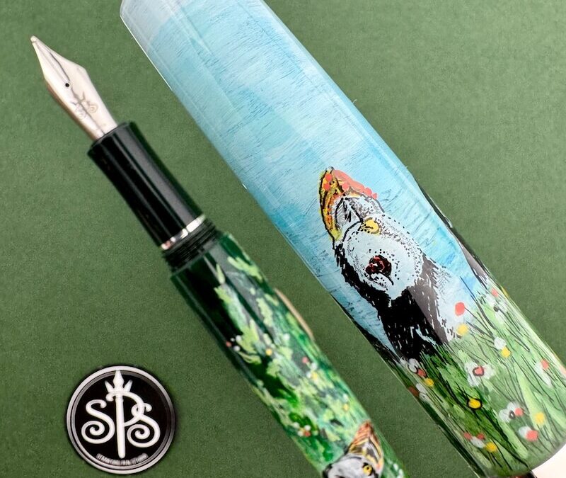Puffins hand-painted fountain pen