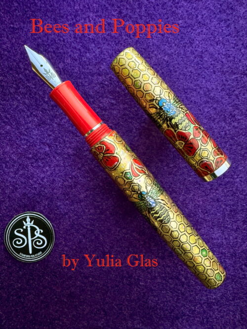 Bees and Poppies hand-painted fountain pen