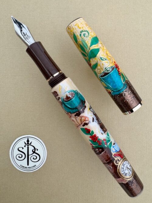 Coffee and Croissants hand-painted fountain pen
