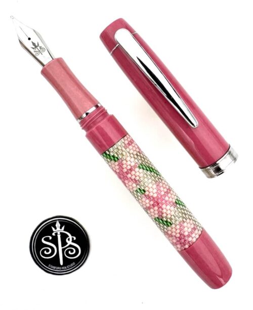 Pink, Blush, Grass-Green Beaded Fountain Pen