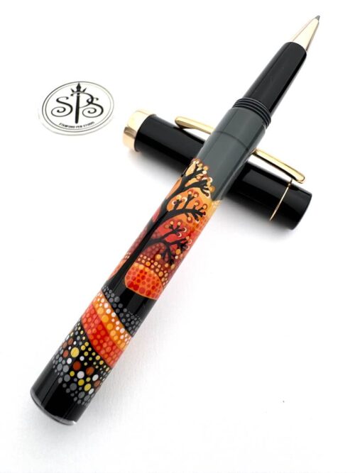 African Sunset hand-painted rollerball pen