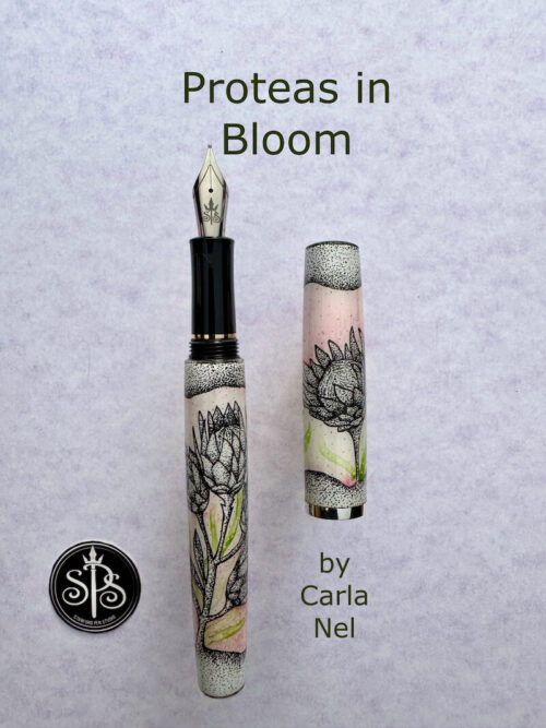 Proteas in Bloom hand-painted fountain pen