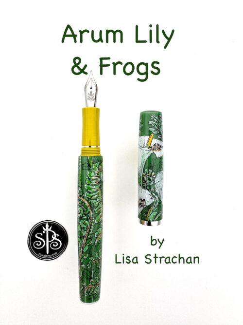Arum Lily & Frogs hand-painted fountain pen