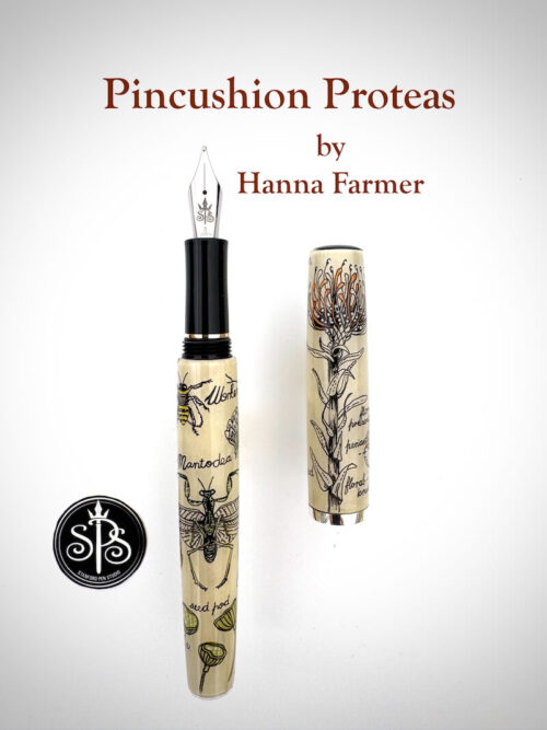 Retro Pincushion Proteas hand-painted fountain pen