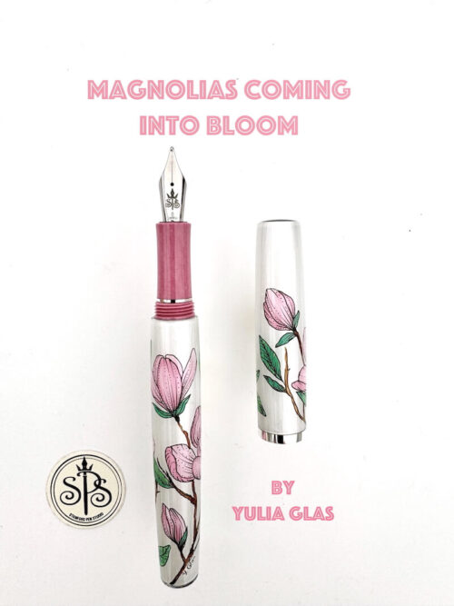 Magnolias Coming Into Bloom hand-painted fountain pen